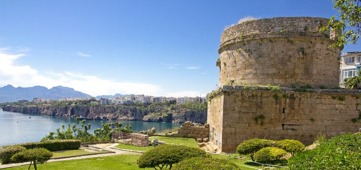 Turkey. Antalya town. Fortress. Beautiful view of harbor 