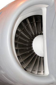 close up of a Jet engine turbine