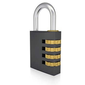 Metal combination lock. Isolated render on a white background