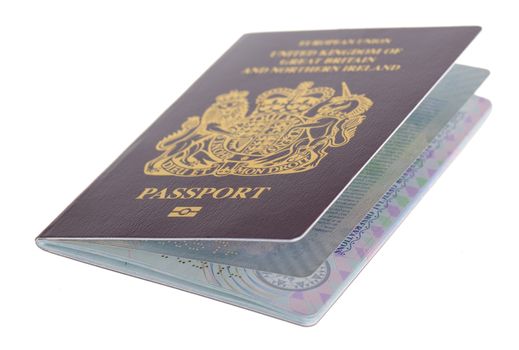 a british chipped passport isolated on white background