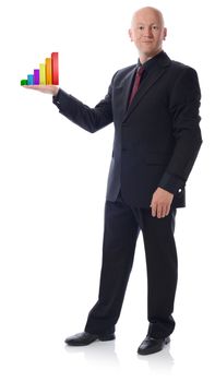 Man in suit holding growth chart