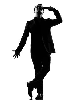 silhouette caucasian business man   despair suicide behavior full length on studio isolated white background