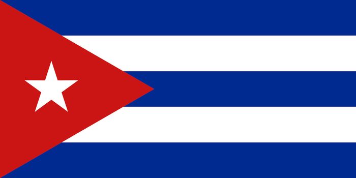Cuban flag of Cuba - Proportions: 2:1 - Colours: Red, White, Blue