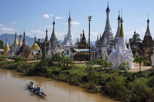 Ywama Paya Buddhist Temple - Inle Lake in Shan State in Myanmar (Burma).