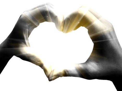 love shape hand silhouette in sky