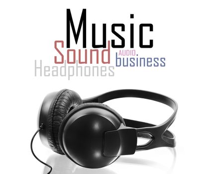 black headphones isolated on white background