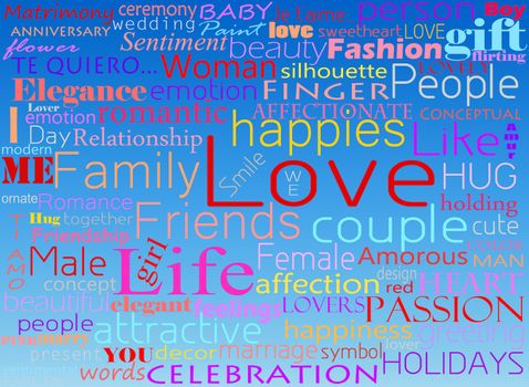 Seamless pattern made from words which relate with word love