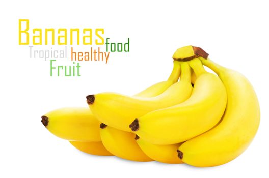 Bunch of bananas isolated on white background + Clipping Path