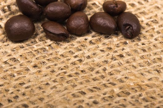 Coffee beans on sack(burlap)