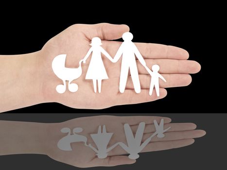 Paper family in hands