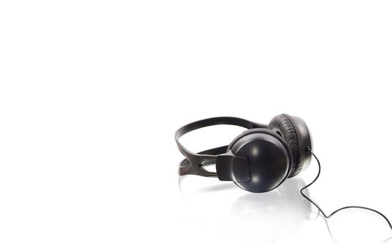 black headphones isolated on white background