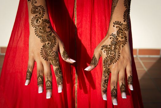 Image of Henna Tattoo's on an Indian bride's hands