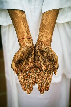 Image of Henna Tattoo's on an Indian bride's hands