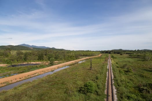 rail road way and landscape in yala, thailand