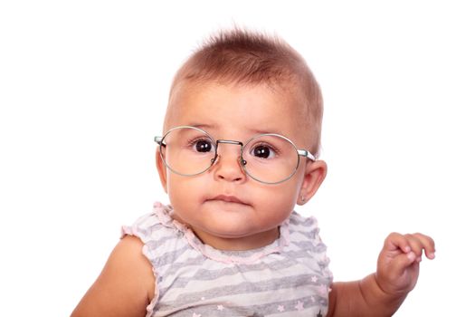 portrait of a beautiful baby with glasses
