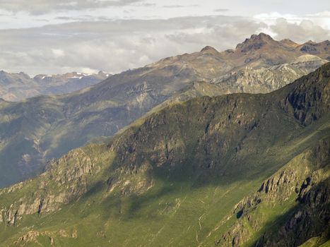 Colca Canyon, Arequipa, Peru.  This Canyon is more than twice as deep as the Grand Canyon in the United States at 13,650 ft (4,160 m) depth.