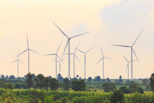 Group of Wind Turbine Generator on the hill