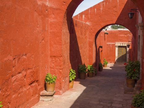 Alleys with arches within Santa Catalina Monastery, Arequipa, Peru