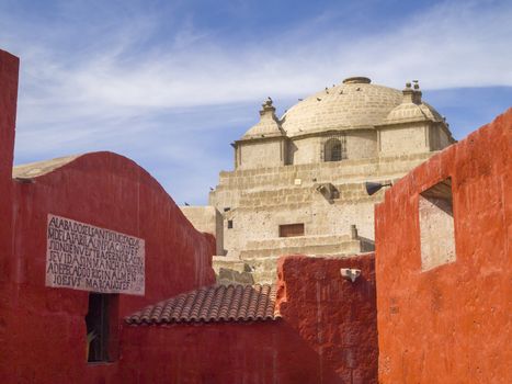 The White Church of the Santa Catalina Monastery in Arequipa, Peru.