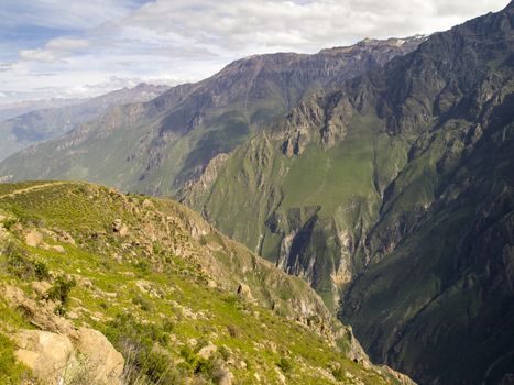 Colca Canyon, Arequipa, Peru.  This Canyon is more than twice as deep as the Grand Canyon in the United States at 13,650 ft (4,160 m) depth.