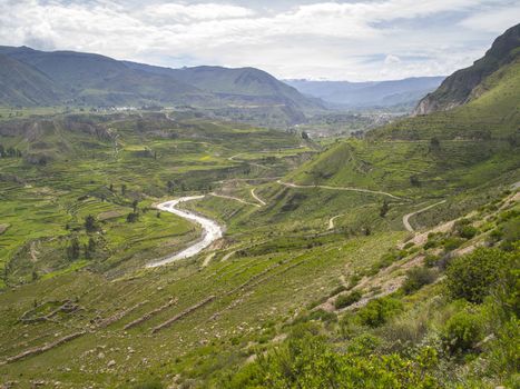Colca Valley, the colorful Andean valley with pre-Inca roots. Local people maintain their ancestral traditions and continue to cultivate the pre-Inca stepped terraces.