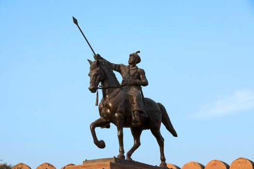 Jganga singh statue junagarh Fort in city of Bikaner rajasthan state in indi