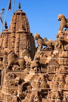 rooftop of jain temples of jaisalmer in rajasthan state in india