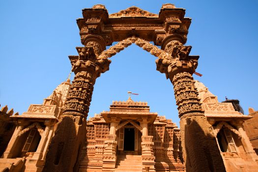 jain temple of lodruva jaisalmer in rajasthan state in indi