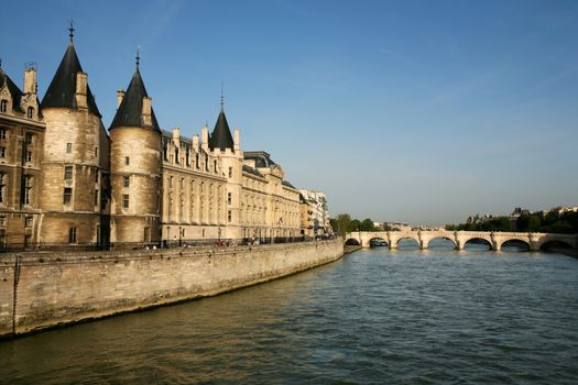 la conciergerie onthe seine river waterfront in the beautiful city of paris france