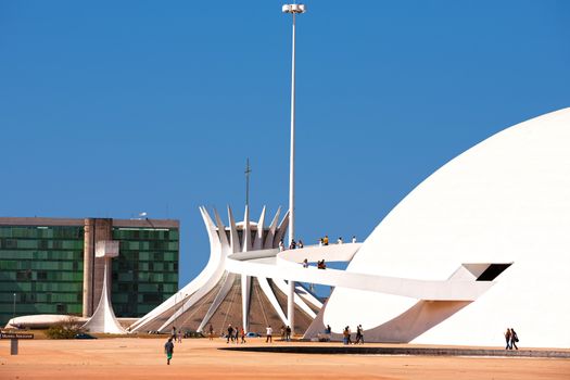 The National Museum and the cathedral of Brasilia city capital of Brazil UNESCO World Heritage site is an expression of the geniality of the architect Oscar Niemeyer