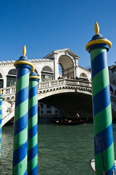 rialto bridge area in the beautiful city of venice in italy