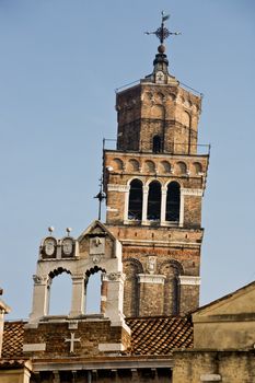 campanile santo stefano in the beautiful city of venice in italy