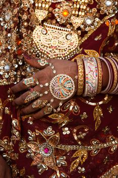 wedding dress details tradional costume in jaisalmer  in rajasthan state in india