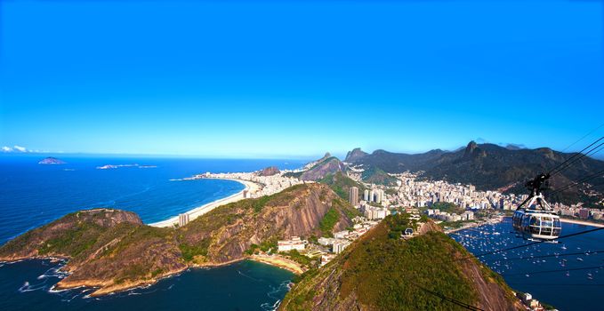 aerial view of botafogo and copacabana with the from the sugar loaf in rio de janeiro brazil