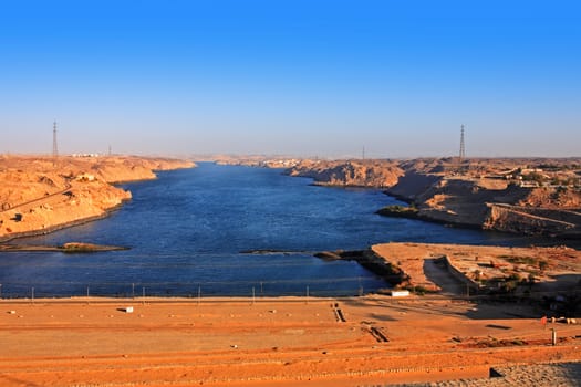 aswan dam on the river nile in egypt