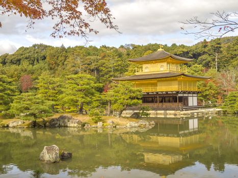 Kinkakuji Temple or The Golden Pavilion temple in autumn, Kyoto, Japan