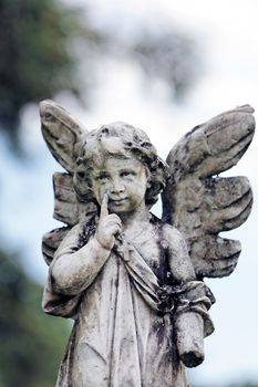 angel statue in the beautiful island of ilha grande near rio de janeiro in brazil