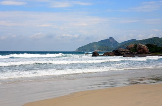 lopes mendes beach in the beautiful island of ilha grande near rio de janeiro in brazil
