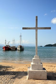 abraao beach in the beautiful island of ilha grande near rio de janeiro in brazil