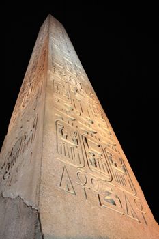 obelisk of the luxor temple by night in upper egypt