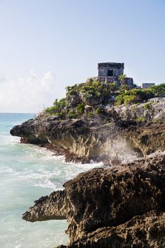 view of the mayan archeologic site of tulum