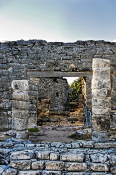 view of the mayan archeologic site of tulum