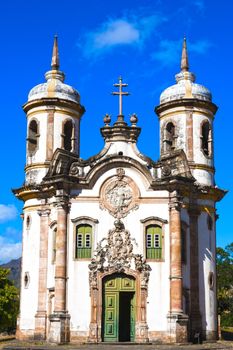 view of the Igreja de Sao Francisco de Assis of the unesco world heritage city of ouro preto in minas gerais brazil