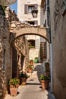 view of the typical southearn france old stone village of saint paul de vence onthe frenc riviera refuge of many artist,painters,sculptors