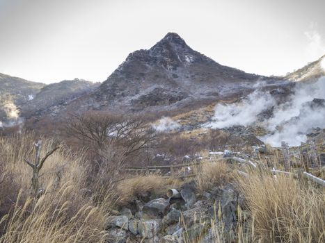 Owakudani, sulfur quarry in Hakone, Japan