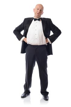 man in tuxedo unhappy look isolated on white