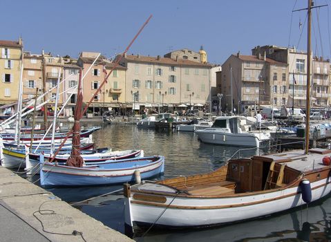 view of the port of the typical south east of france village of saint tropez on the french riviera