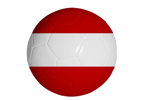 Austria flag graphic on soccer ball isolated on white