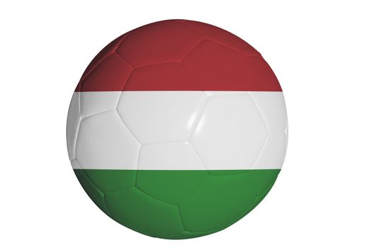 Hungarian flag graphic on soccer ball isolated on white