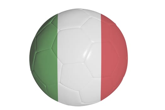 Italian flag graphic on soccer ball isolated on white